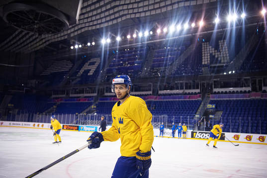 Marcus Krüger of team Sweden at a practice session