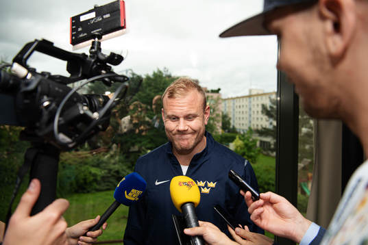 Patric Hörnqvist of team Sweden at a press event