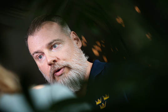 Head coach Rikard Grönborg of team Sweden at a press event