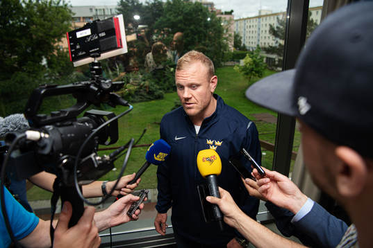 Patric Hörnqvist of team Sweden at a press event