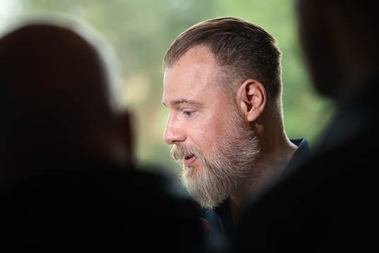 Head coach Rikard Grönborg of team Sweden at a press event