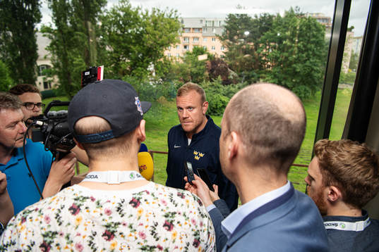 Patric Hörnqvist of team Sweden at a press event