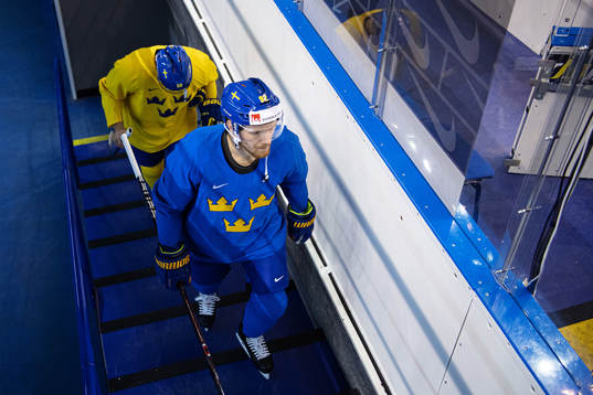 Gabriel Landeskog of team Sweden at a practice session