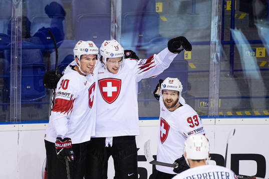 Roman Josi, Nico Hischier, Lino Martschini and Nino