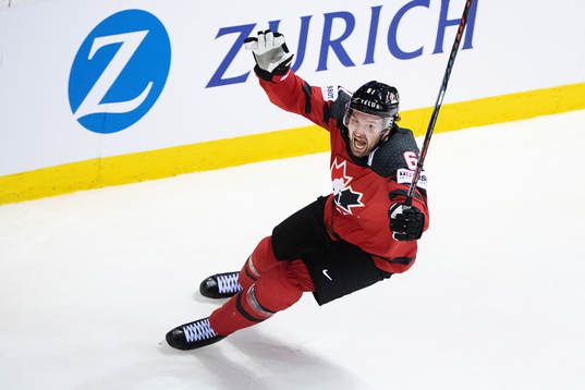 Mark Stone of Canada celebrates