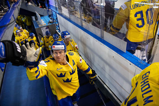 Patric Hörnqvist of Sweden fist bumps with a fan