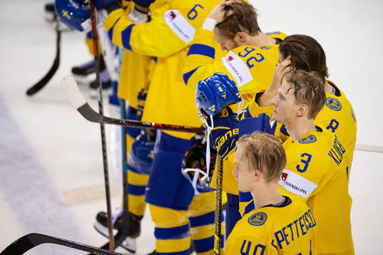 John Klingberg of Sweden looks dejected