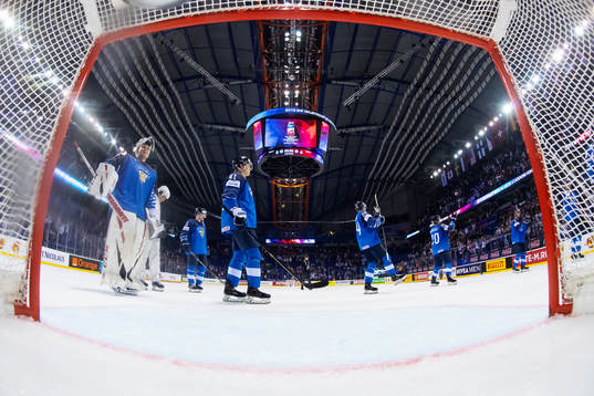 Players of Finland celebrate their win