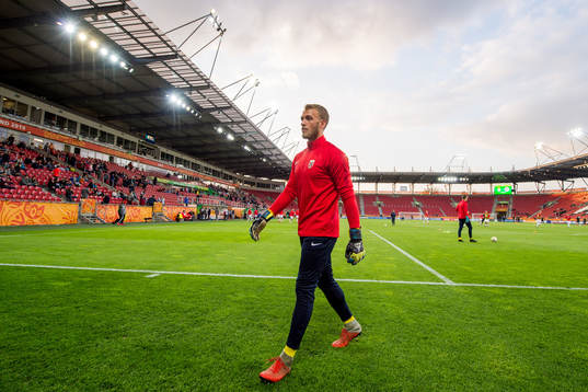 Goalkeeper Markus Olsen Pettersen of Norway warms up