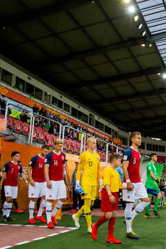 Goalkeeper Julian Faye Lund and Leo Skiri Østigård of