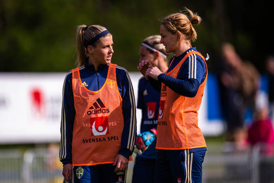 Mia Carlsson and Olivia Schough of the Swedish women