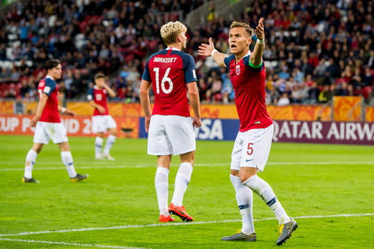 Leo Skiri Østigård of Norway reacts