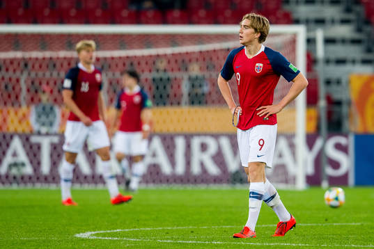 Kristian Thorstvedt of Norway looks dejected