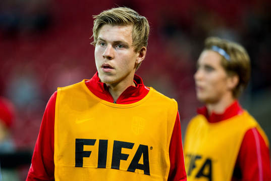 Jens Hauge of Norway warms up