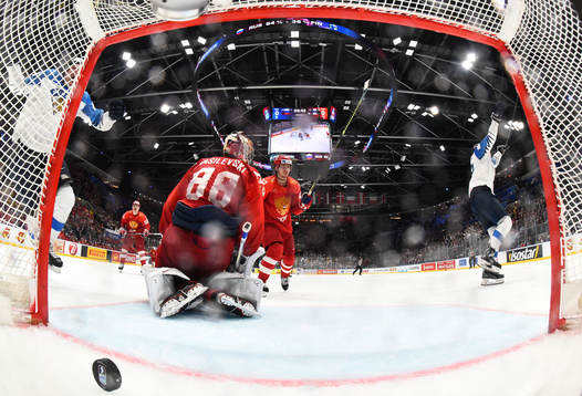 Juho Lammikko and Marko Anttila celebrate the 0-1 goal
