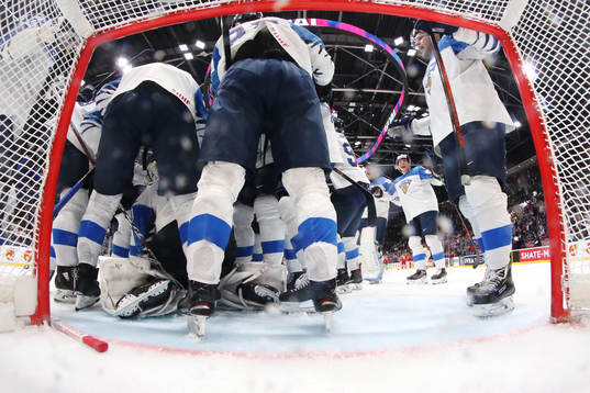 Players of Finland celebrate their win