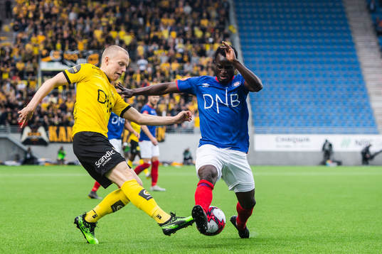 Daniel Gustavsson of Lillestrøm and Mohammed Abu of