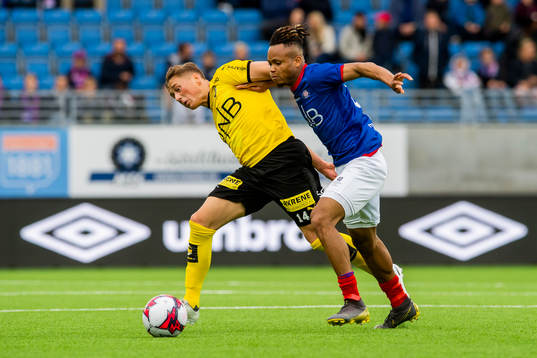 Fredrik Krogstad of Lillestrøm and Chidera Ejuke of