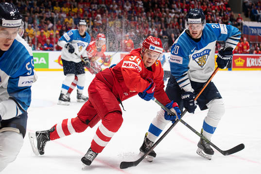 Atte Ohtamaa and Niko Ojamäki of Finland in action against