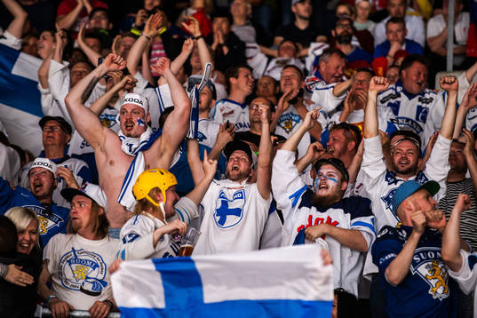 Supporters of Finland celebrate