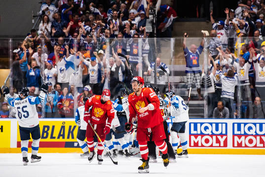 Alexander Ovechkin of Russia looks dejected