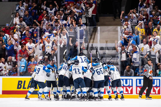 Players of Finland celebrate