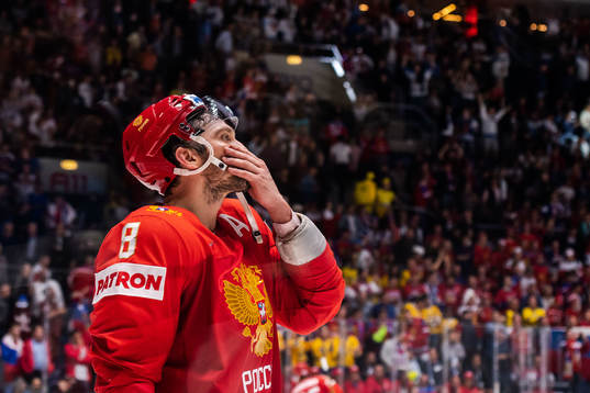 Alexander Ovechkin of Russia looks dejected