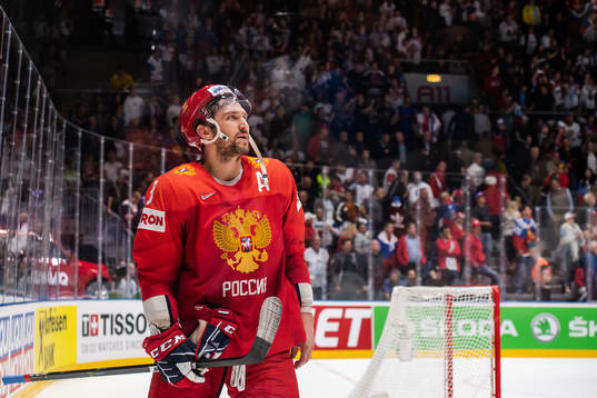 Alexander Ovechkin of Russia looks dejected