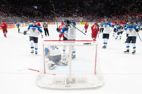Players of Finland celebrate