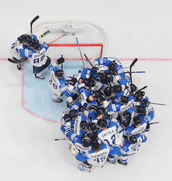Players of Finland celebrate
