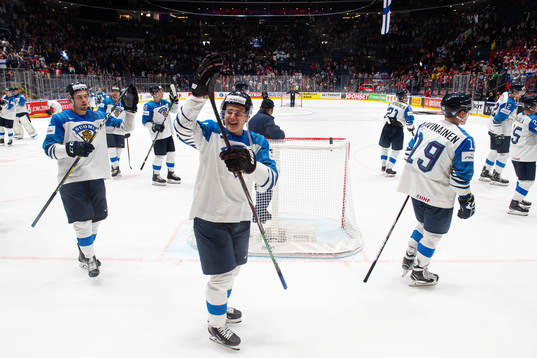 Players of Finland celebrate
