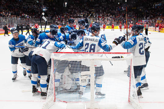 Players of Finland celebrate