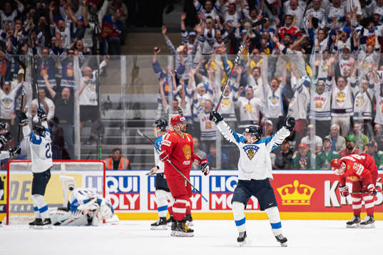 Sakari Manninen of Finland celebrates at the final whistle