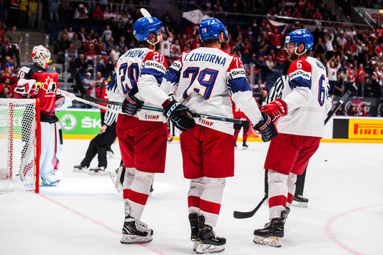 Tomas Zohorna and David Musil of Czech Republic celebrate