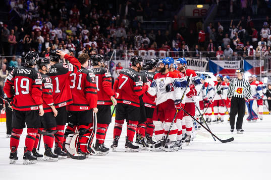 Sean Couturier of Canada and Radko Gudas of Czech Republic