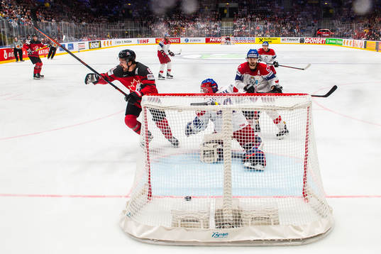 Mark Stone of Canada celebrates