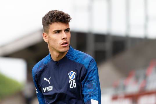 Halmstads Edvin Kurtulus före fotbollsmatchen i Superettan