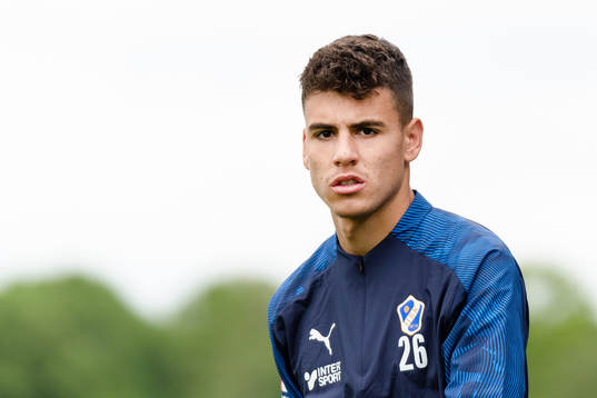 Halmstads Edvin Kurtulus före fotbollsmatchen i Superettan