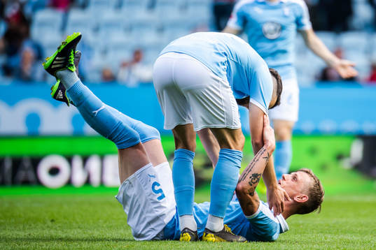 Malmö FFs Sören Rieks jublar med Erdal Rakip
