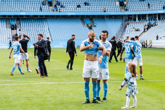 Malmö FFs Guillermo Molins och Behrang Safari jublar