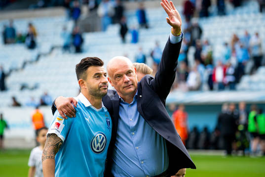 Malmö FFs Behrang Safari och tränare Uwe Rösler