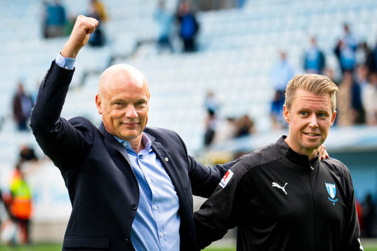Malmö FFs tränare Uwe Rösler och sjukgymnast Jesper