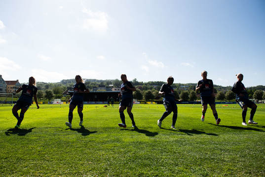 Silhouettes of players of Swedish women national football