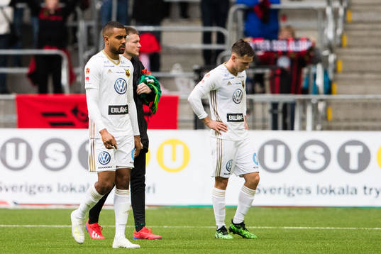 Östersunds Noah Sonko Sundberg och Charlie Colkett deppar