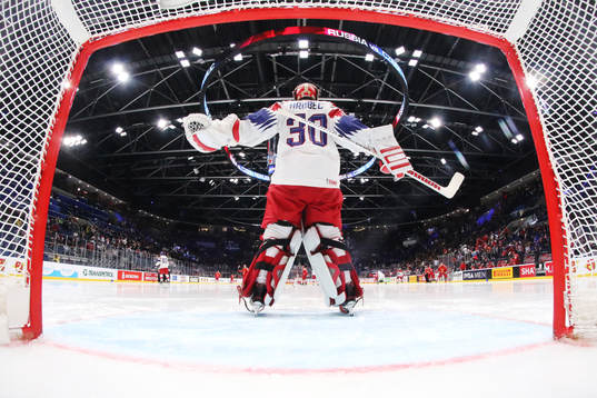 Goaltender Simon Hrubec of Czech Republic