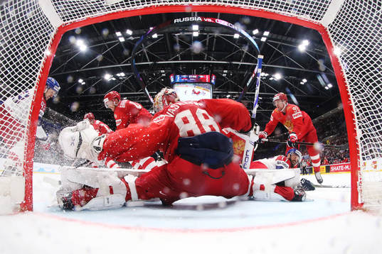 Goaltender Andrei Vasilevski of Russia