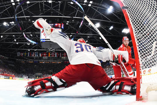 Ilya Kovalchuk of Russia scores a goal in shootout