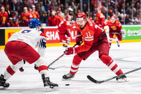 David Sklenicka of Czech Republic and Evgeni Malkin of