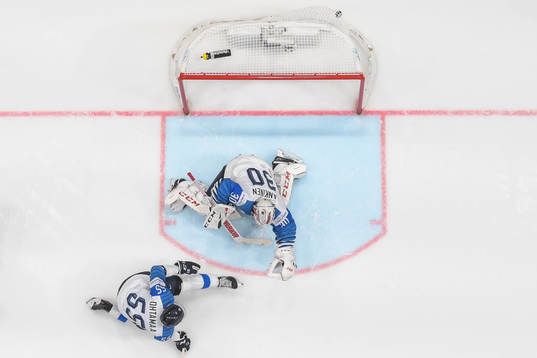 Shea Theodore of Canada (not in picture) score 1-0 behind