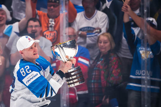 Harri Pesonen of Finland celebrates with the trophy